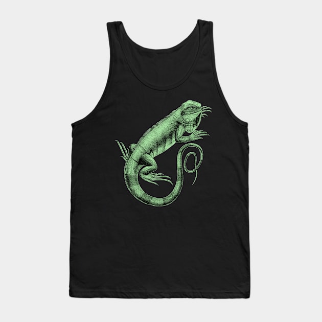 Dramabite Iguana Lizard Reptile Leguan Green Pet Animal Herpetologist Tank Top by dramabite